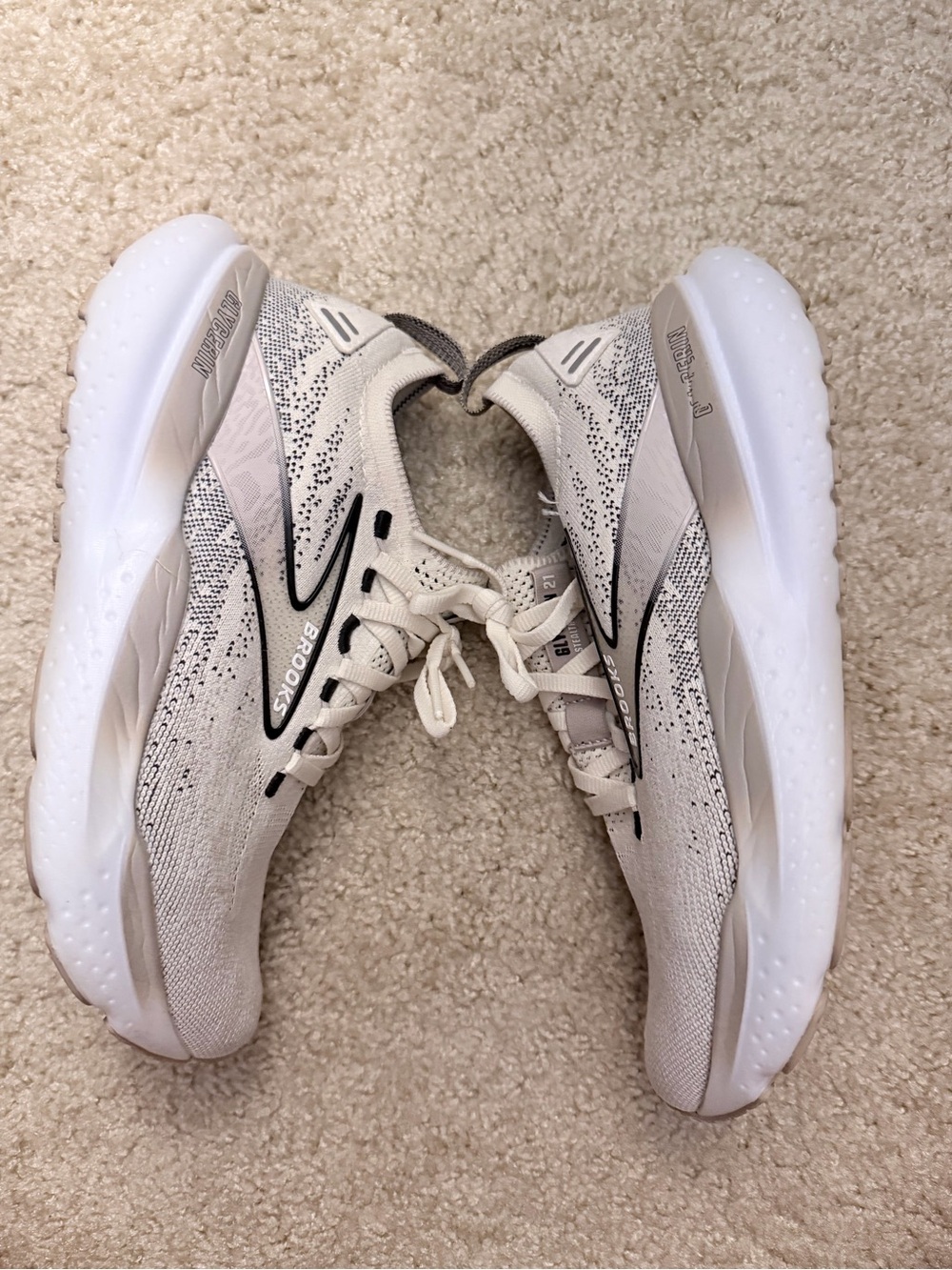 Brooks Women's Running Shoes in Cream and White with Black Accents